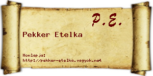 Pekker Etelka névjegykártya
